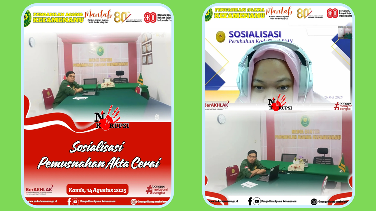 Sosialisasi Pemusnahan Akta Cerai yang diselenggarakan oleh Biro Perlengkapan Mahkamah Agung Republik Indonesia secara virtual