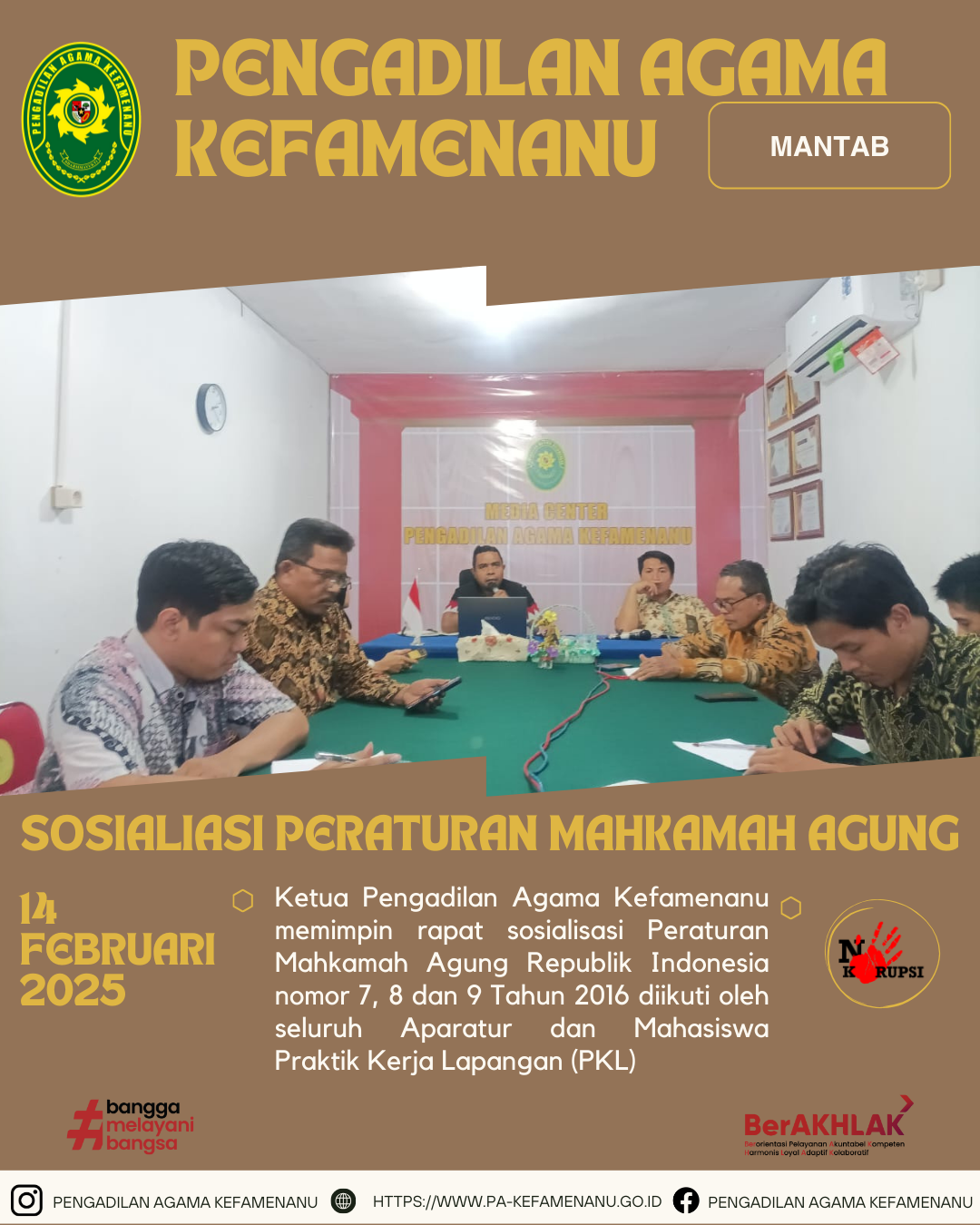 Sosialisasi Peraturan Mahkamah Agung Republik Indonesia Nomor 7 8 dan 9 Tahun 2016