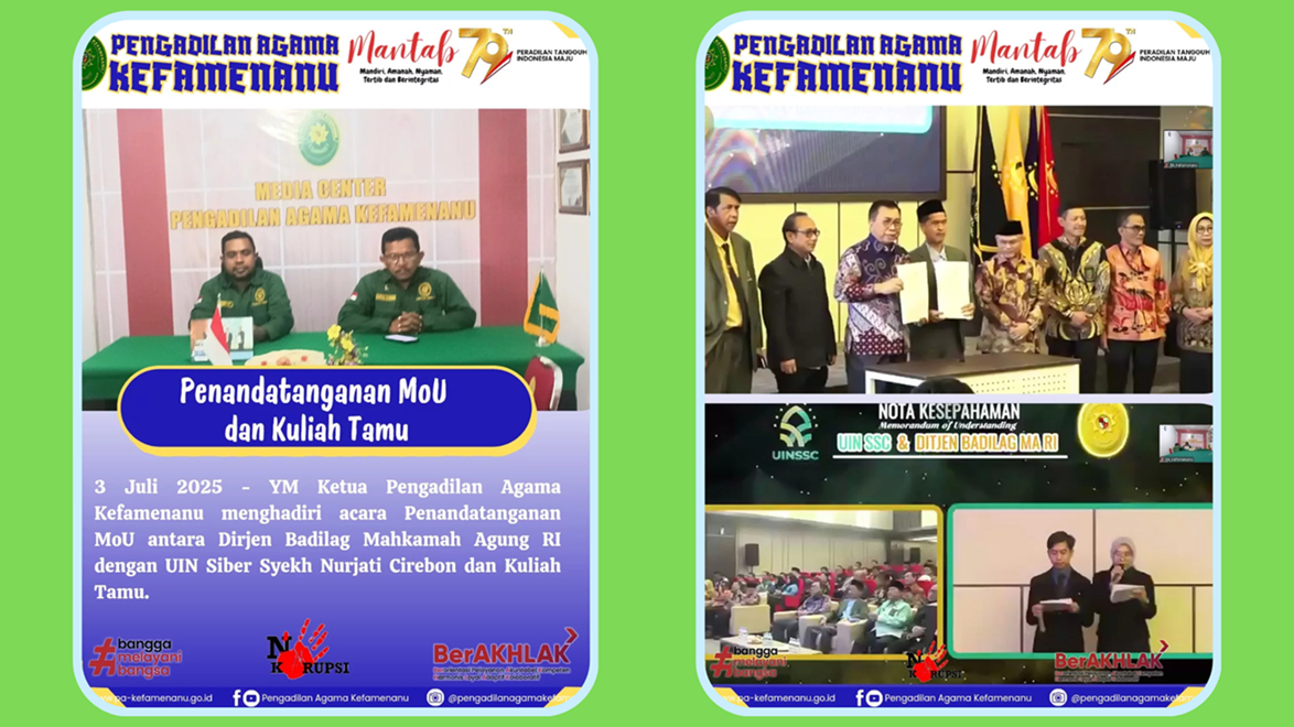 Penandatanganan MoU antara Direktorat Jenderal Badan Peradilan Agama Mahkamah Agung RI dengan UIN Siber Syekh Nurjati Cirebon