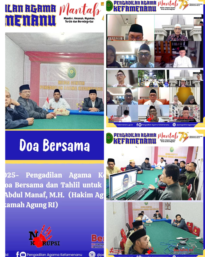 Doa Bersama Almarhum YM. Dr.Drs. Abdul Manaf M.H. Hakim Agung Kamar Agama Mahkamah Agung RI