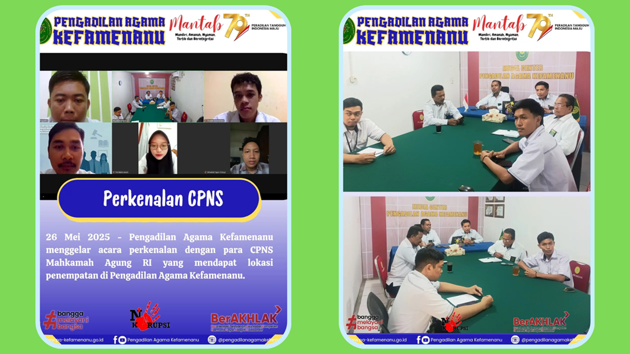 Perkenalan Secara Virtual Dengan 5 lima Orang Calon Pegawai Negeri Sipil CPNS Mahkamah Agung RI Yang Mendapat Lokasi Penempatan di Pengadilan Agama Kefamenanu